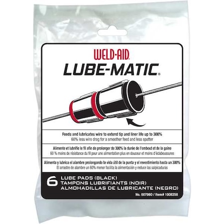 LUBE-MATIC Cleaner Pads, Felt, For Use With Wire Feeders, Black, PK6 MPN:007060