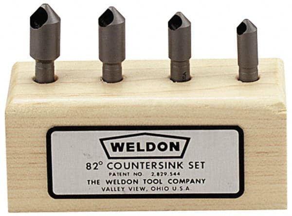 Countersink Set: 4 Pc, 19/64 to 9/16