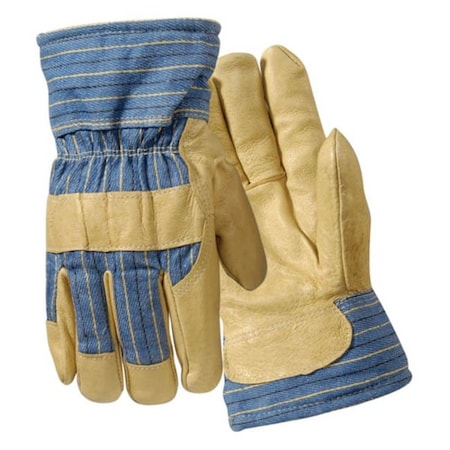 Leather Palm Gloves, Safety Cuff, Wing Thumb, Blue (Overedge), Xl MPN:Y0042XL