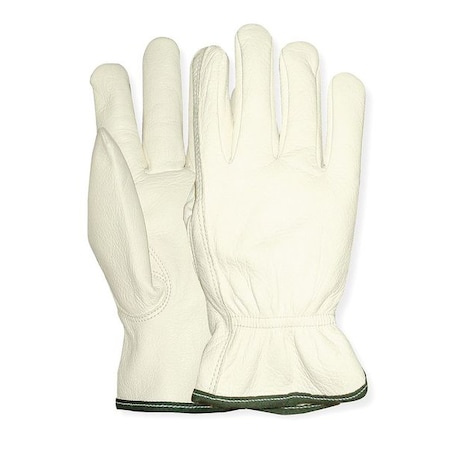 Leather Drivers Gloves, Shirred, Keystone Thumb, Gunn Cut, White, M 1 PR MPN:Y0769