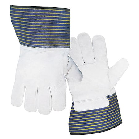 Leather Palm Gloves, Gauntlet Cuff, Wing Thumb, Black (Overedge), 2XL MPN:Y3118XXL