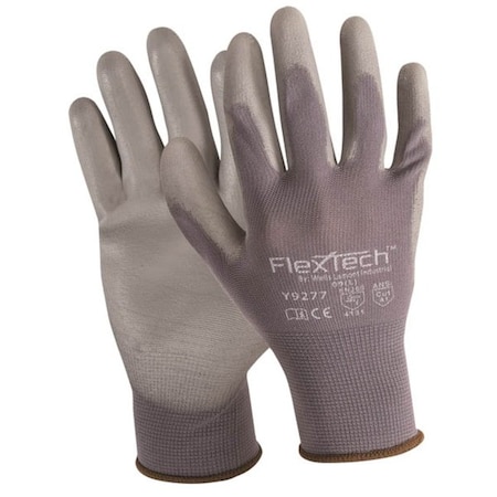 Coated Gloves, Polyurethane, Smooth, Palm, Not Rated Abrasion Level, Gray, S MPN:Y9277S