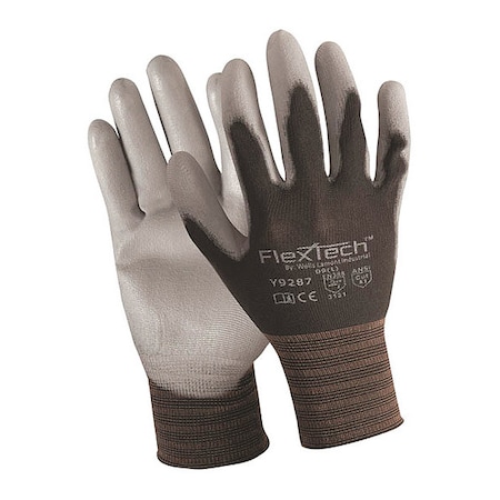 Coated Gloves, Polyurethane, Smooth, 4-Mar, Not Rated Abrasion Level, Black/Gray, L MPN:Y9287L