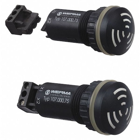 Audible Alarm, Buzzer, Continuous, 115 to 230V, 80 dB, Fiberglass, Black, Wall Mount MPN:10700060