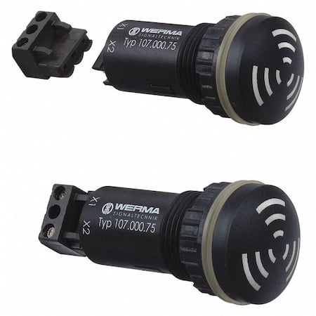 Buzzer, Buzzer, Pulse, 115 to 230V AC, 80 dB, Fiberglass, Black, Wall Mount MPN:10701060