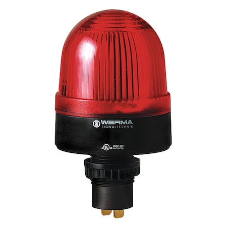 Warning Light, Red, Xenon, 24V DC, 60 FPM, 2 9/32 in Dia., Panel/Conduit MPN:20810055