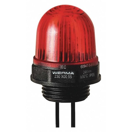 Warning Light, Red, LED, 24V DC, Not Applicable FPM, 1 1/8 in Dia., Panel/Conduit MPN:23010055