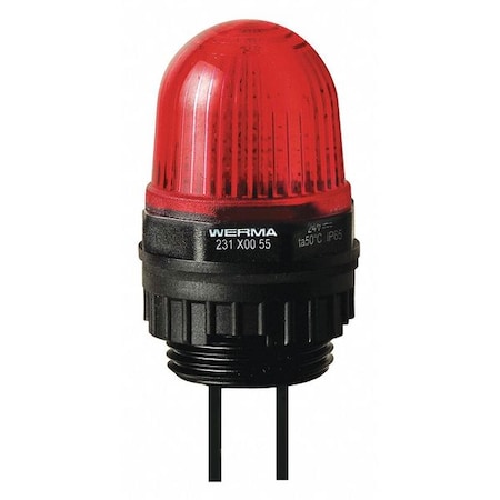 Warning Light, Red, LED, 24V DC, Not Applicable FPM, 1 1/8 in Dia., Panel/Conduit MPN:23110055