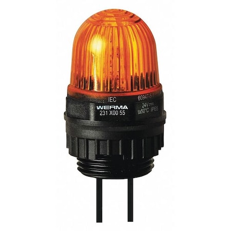Warning Light, Yellow, LED, 24V DC, Not Applicable FPM, 1 1/8 in Dia., Panel/Conduit MPN:23130055