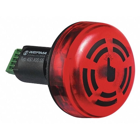 Buzzer, Buzzer, Continuous/Pulse, 24V DC, 80 dB, Polycarbonate, Black, Surface, Wall Mount MPN:45010055