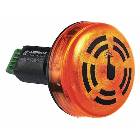 Buzzer, Buzzer, Continuous/Pulse, 24V DC, 80 dB, Polycarbonate, Black, Surface, Wall Mount MPN:45030055