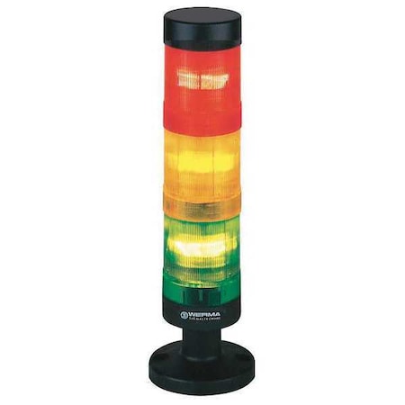 Tower Light Assembly, 120V AC, Amber, Green, Red, 50 mm Dia., 8 5/8 in Height, Bulb MPN:62960001