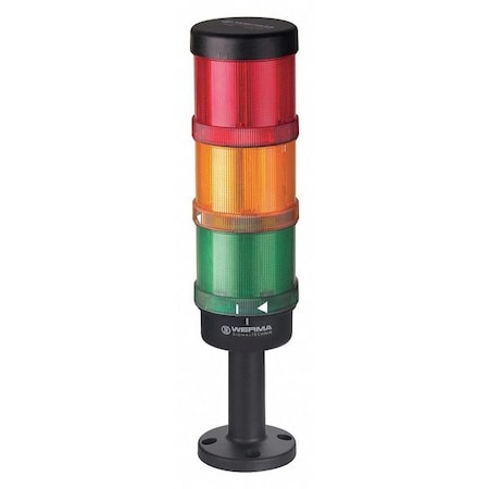 Tower Light Assembly, 24V AC/DC, Green, Red, Yellow, 70 mm Dia., 212 mm Height, LED MPN:64900002