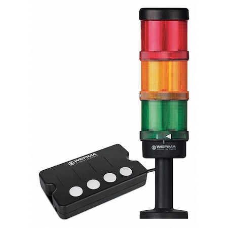 Tower Light Assembly, 115 to 230V AC, Green, Red, Yellow, 70 mm Dia., 160 mm Height, LED MPN:64900003
