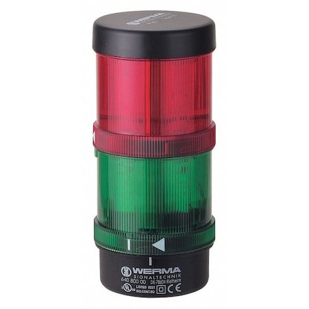 Tower Light Assembly, 115V AC, Green, Red, 70 mm Dia., 155 mm Height, LED, KombiSIGN 71 Series MPN:64924003
