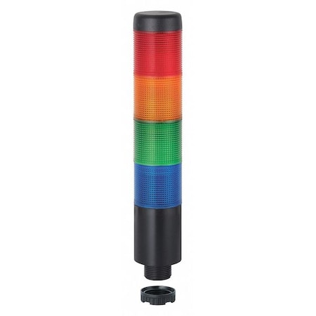 Tower Light Assembly, 24V AC/DC, Blue, Green, Red, Yellow, 38 mm Dia., 209 mm Height, LED MPN:69925075