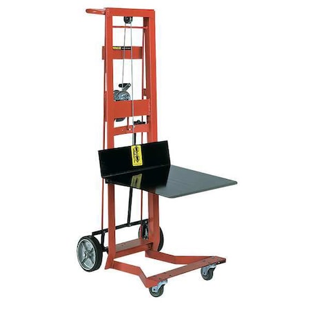 Manual Platform Lift Trucks, Powered/Manual, 750 lb Load Capacity, Hand Winch Lift Control MPN:260022