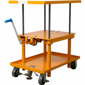 Wesco® Hand Crank Operated Mechanical Post Lift Table 274683 - 24 x 36 - Polyurethane Wheels 274683