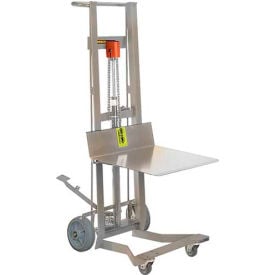 Wesco® Stainless Steel 4 Wheel Foot Pedal Platform Lift Truck 260186 750 Lb 260186