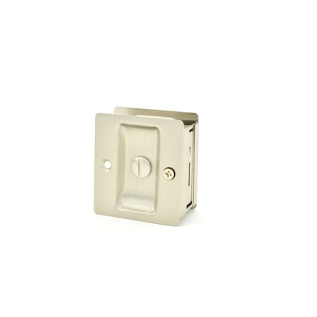 Rect Priv Pocket Door Lock ADJ Backset Full Lip Strike Satin Nickel MPN:00577XNXN