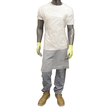 Polyethylene Apron, Polypropylene, Die-Cut, 46 in, White, 28