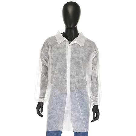 Lab Coat, Polypropylene, Snaps Closure, White, 2XL, 30 PK MPN:3512/XXL