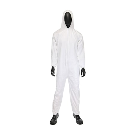 Disposable Coverallss, Hooded Coverall, 3XL, Polypropylene, Elastic Wrist, Elastic Ankle, White MPN:3656/3XL