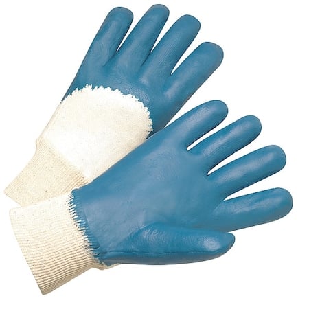 Coated Gloves, Nitrile, Smooth, Palm, Not Rated Abrasion Level, Blue/White, L 12 PK MPN:4060/L