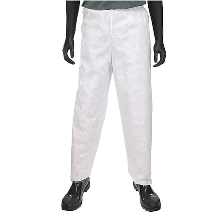 Cleanroom Pants, Polypropylene, 1 oz, Serged, Elastic Ankle, White, Size Xl MPN:C3816/XL