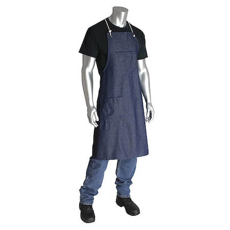 Disposable Bib Apron, Vinyl, Sewn, 8 mil, 45 in, Blue, 45 in x 36 in, 12 PK MPN:UPB-45