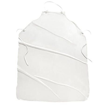 Disposable Bib Apron, Vinyl, Sewn, 8 mil, 45 in, White, 35 in x 45 in, 12 PK MPN:UPW-45