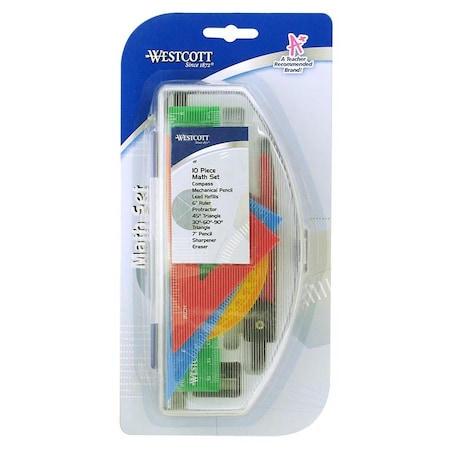Protractors, 10 pc. Math Set in Plastic Storage Box MPN:14552