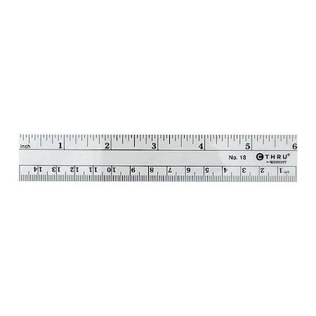 Ruler, Plastic, Lined, 16ths, 6in, Transparnt MPN:18