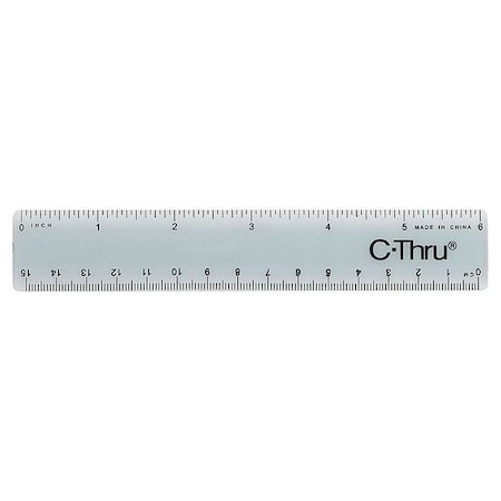 Ruler, Plastic, Lined, 16ths, 6in, Smoky Gray MPN:KT-40