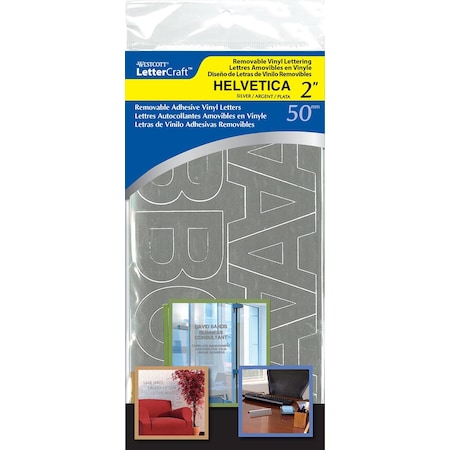 LetterCraft 2 in Removalable Vinyl Letters, Helvetica Font, Silver MPN:16363