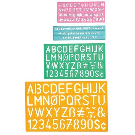 Stencil/Drawing Template, Combination Set, A-Z, 0-9, $, & and Punctuation, Various Font, Plastic MPN:2145