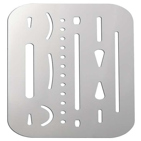 Stencil/Shield, Symbol, Zone, Various Font, Stainless Steel, Silver MPN:ES-1