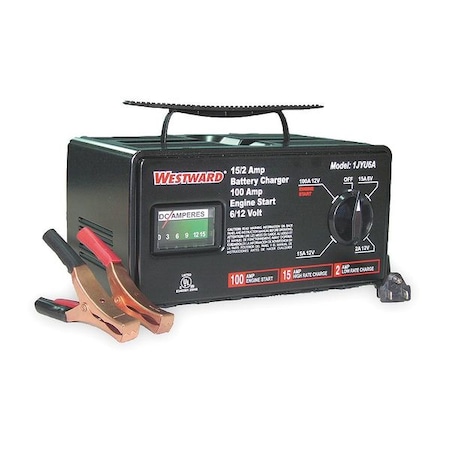 Battery Charger, Automatic Boosting, Charging For Battery Voltage: 6, 12 MPN:1JYU6