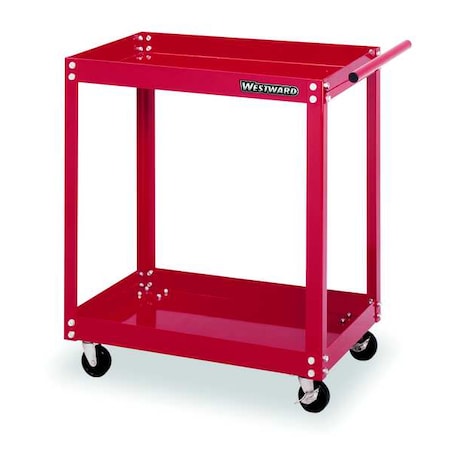Utility Cart with Lipped Metal Shelves, Steel, 100 lb Load Capacity, 2 Shelves, 30 in L, 18 in W MPN:2CZY4