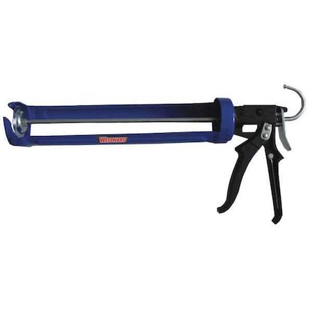Caulk Gun, 20 oz Container Size, Steel, 12:01, Revolving Half Barrel Frame, Black/Blue MPN:13J310