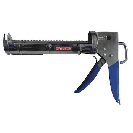 Caulk Gun, 10 oz Container Size, Steel, 7:01, Half Barrel Frame, Black/Silver MPN:13J318