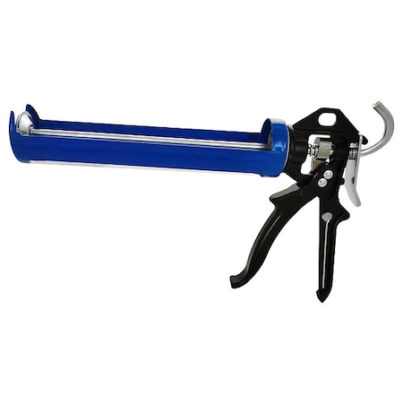 Caulk Gun, 10 oz Container Size, Metal; Plastic, 18:1, Revolving Half Barrel Frame, Blue/Black MPN:811FH1