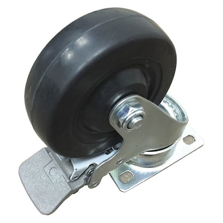 Rubber Caster with Full Brake, 4x1-1/4