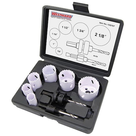 Hole Saw Kit, 8pcs, Sizes:0.875