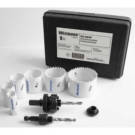 Hole Saw Kit, 9pcs, Sizes:0.875
