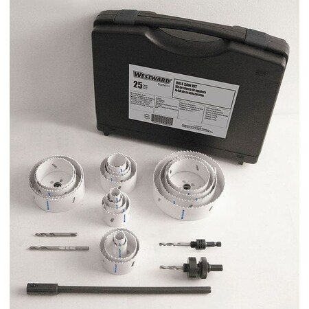 Hole Saw Kit, 25pcs, Sizes:0.75