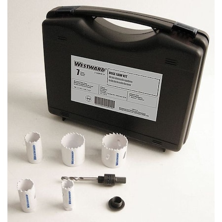 Hole Saw Kit, 7pcs, Sizes:0.875