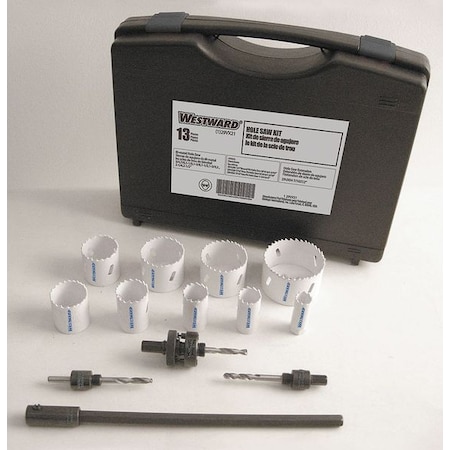 Hole Saw Kit, 13pcs, Sizes:0.75