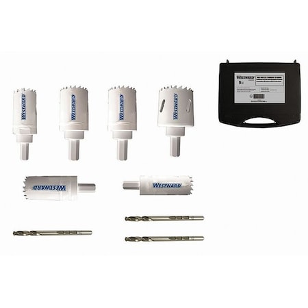 Hole Saw Kit, 9pcs, Sizes:0.75