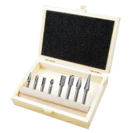 Carbide Bur Set, Double Cut, 1/4 in. Shank MPN:20UH85